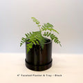 4" Faceted Planter & Tray – Black