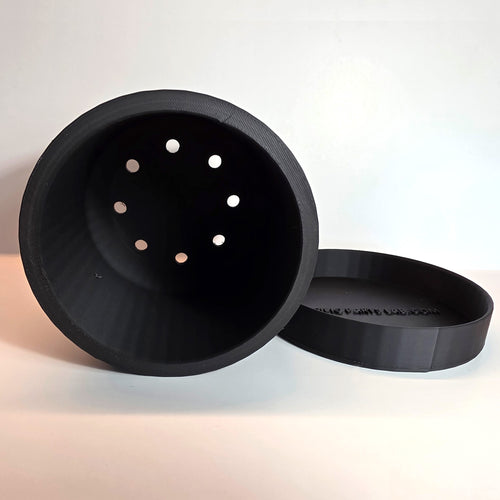 4" Faceted Planter & Tray – Black